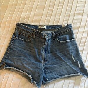 Abercrombie & Fitch Blue Jean Shorts High-Waisted Distressed